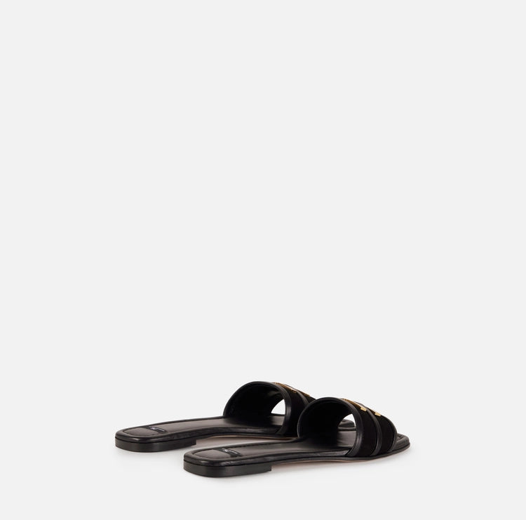 Sandalo flat in pelle con dettaglio logo SA72L61E2 Elisabetta Franchi