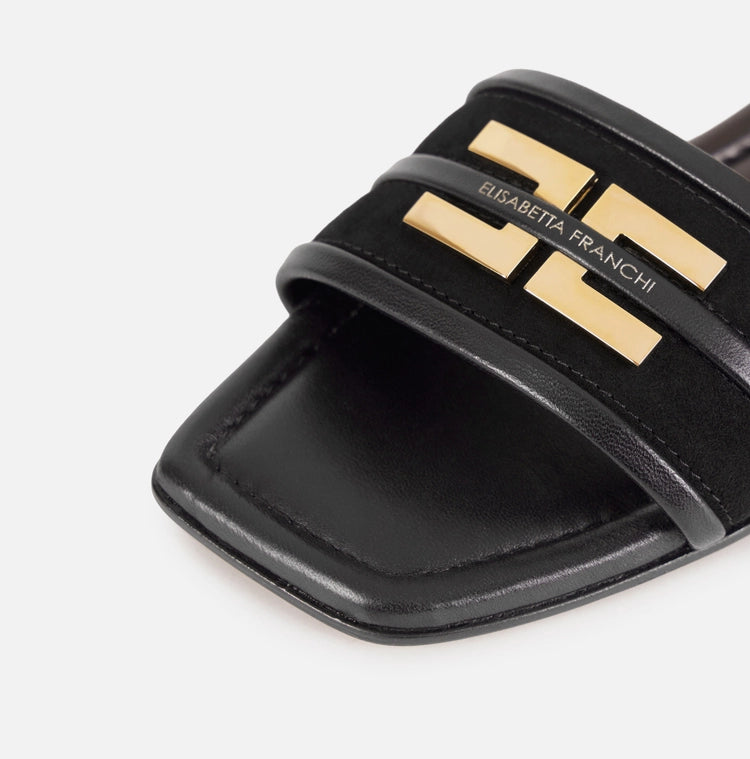 Sandalo flat in pelle con dettaglio logo SA72L61E2 Elisabetta Franchi