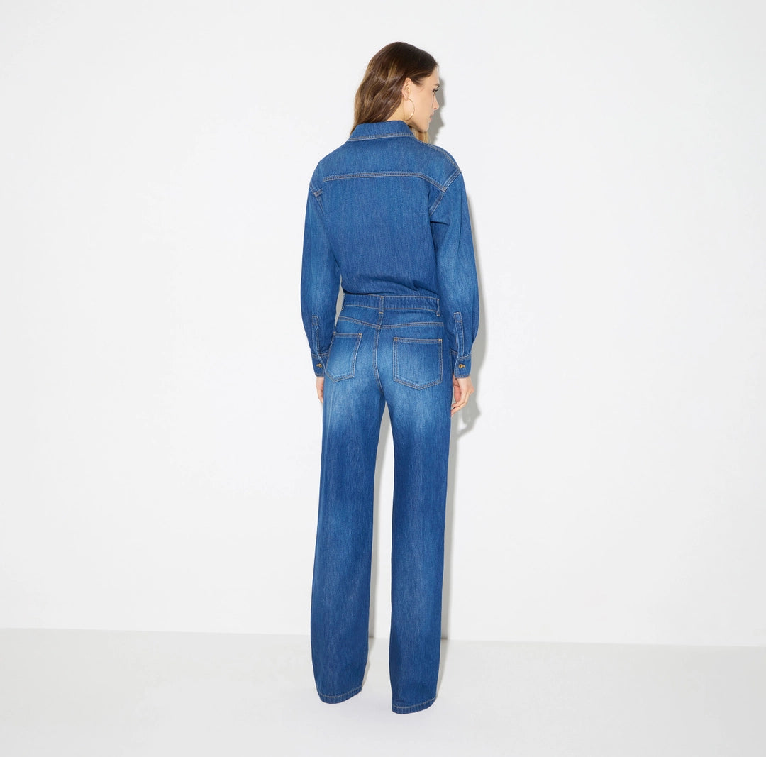 Tuta in denim con lucchetto gioiello TJ01D66E2 Elisabetta Franchi