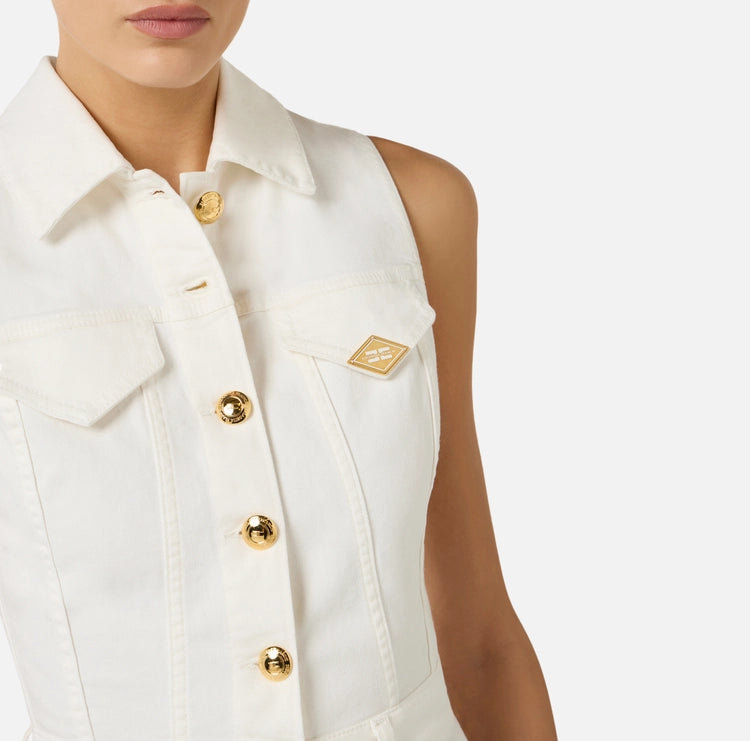 Tuta in denim con dettaglio logo TJ45N61E2 Elisabetta Franchi