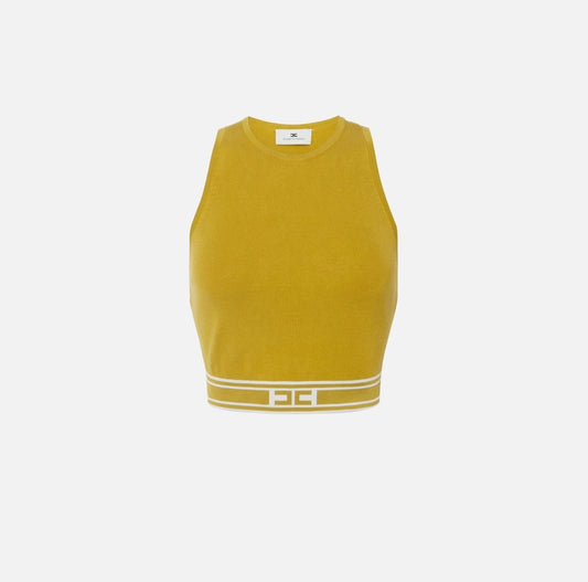 Cropped top in viscosa con bande a contrasto TK39S51E2 Elisabetta Franchi