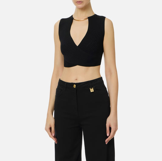 Top in maglia con dettaglio gioiello TK76S61E2 Elisabetta Franchi