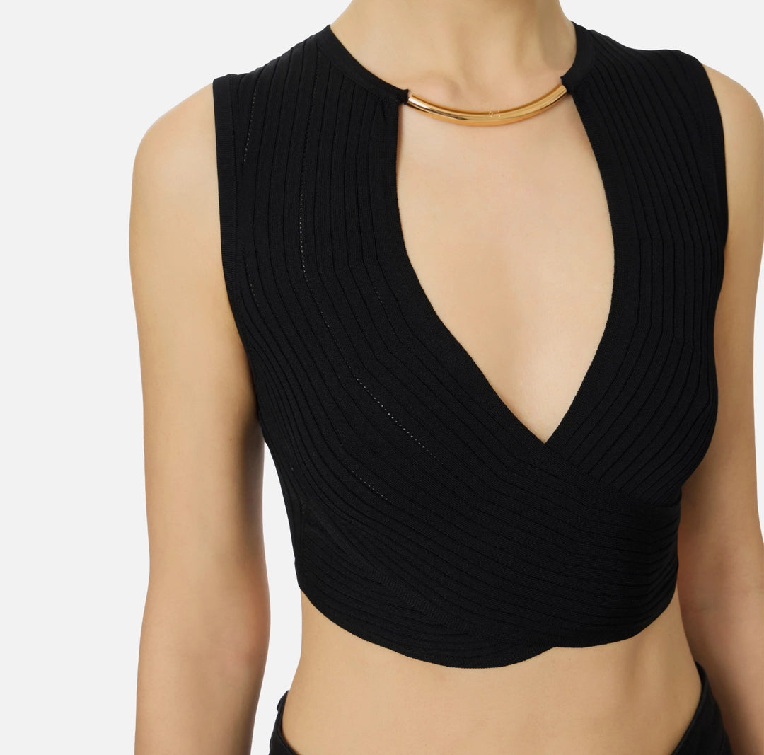 Top in maglia con dettaglio gioiello TK76S61E2 Elisabetta Franchi