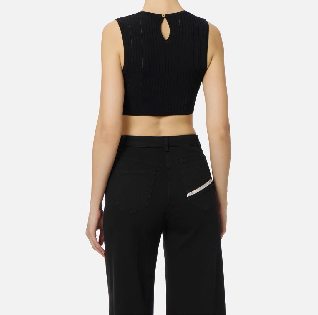 Top in maglia con dettaglio gioiello TK76S61E2 Elisabetta Franchi