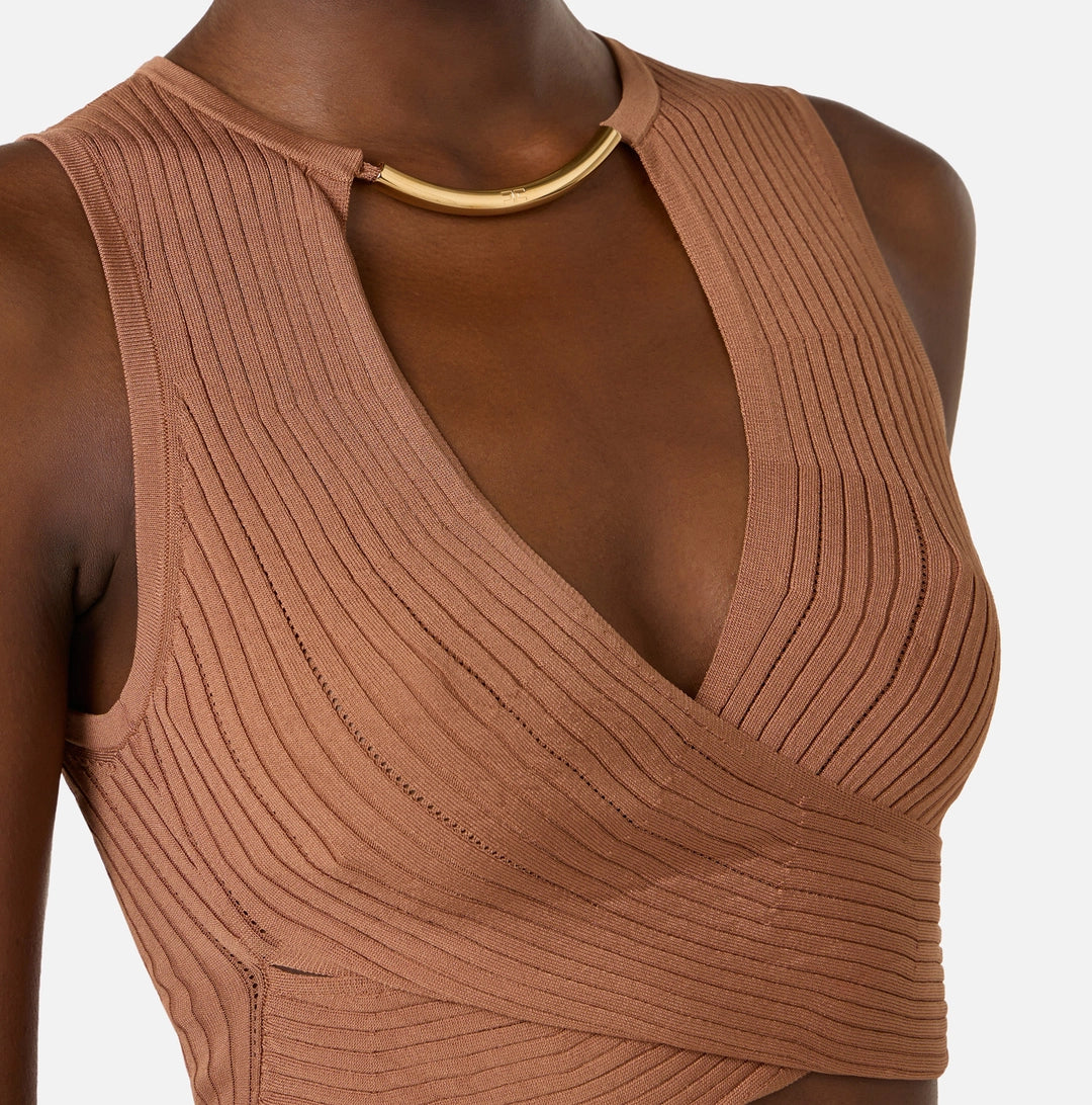 Top in maglia con dettaglio gioiello TK76S61E2 Elisabetta Franchi