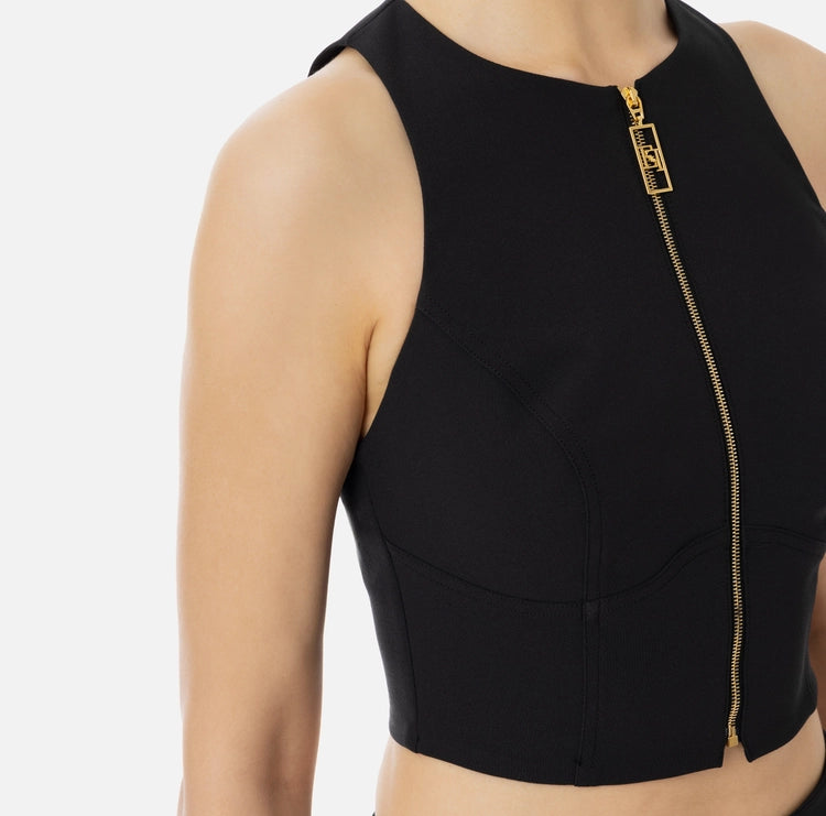 Top cropped in doppio crêpe con zip TO00346E2 Elisabetta Franchi