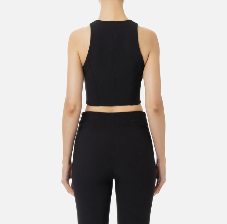 Top cropped in doppio crêpe con zip TO00346E2 Elisabetta Franchi