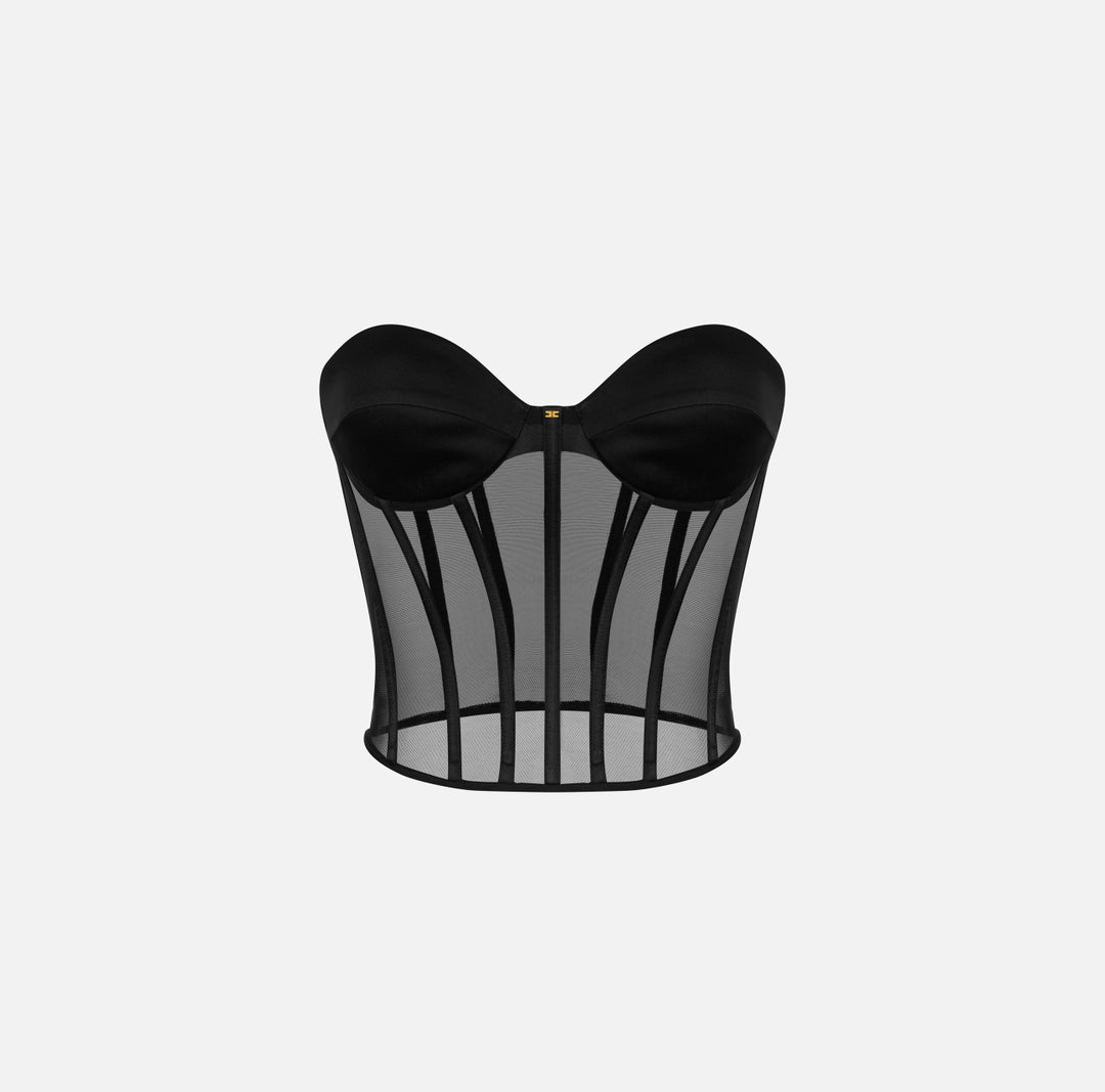 Top bustier in tulle e satin TO05162E2 Elisabetta Franchi