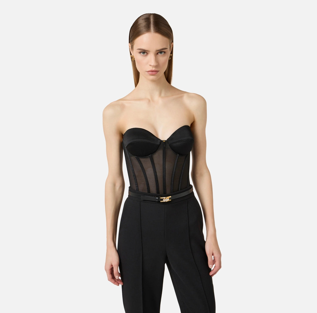 Top bustier in tulle e satin TO05162E2 Elisabetta Franchi