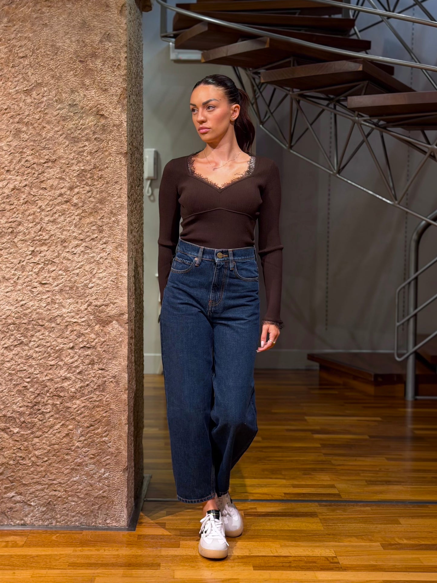 Maglia fitted con pizzo TwinSet