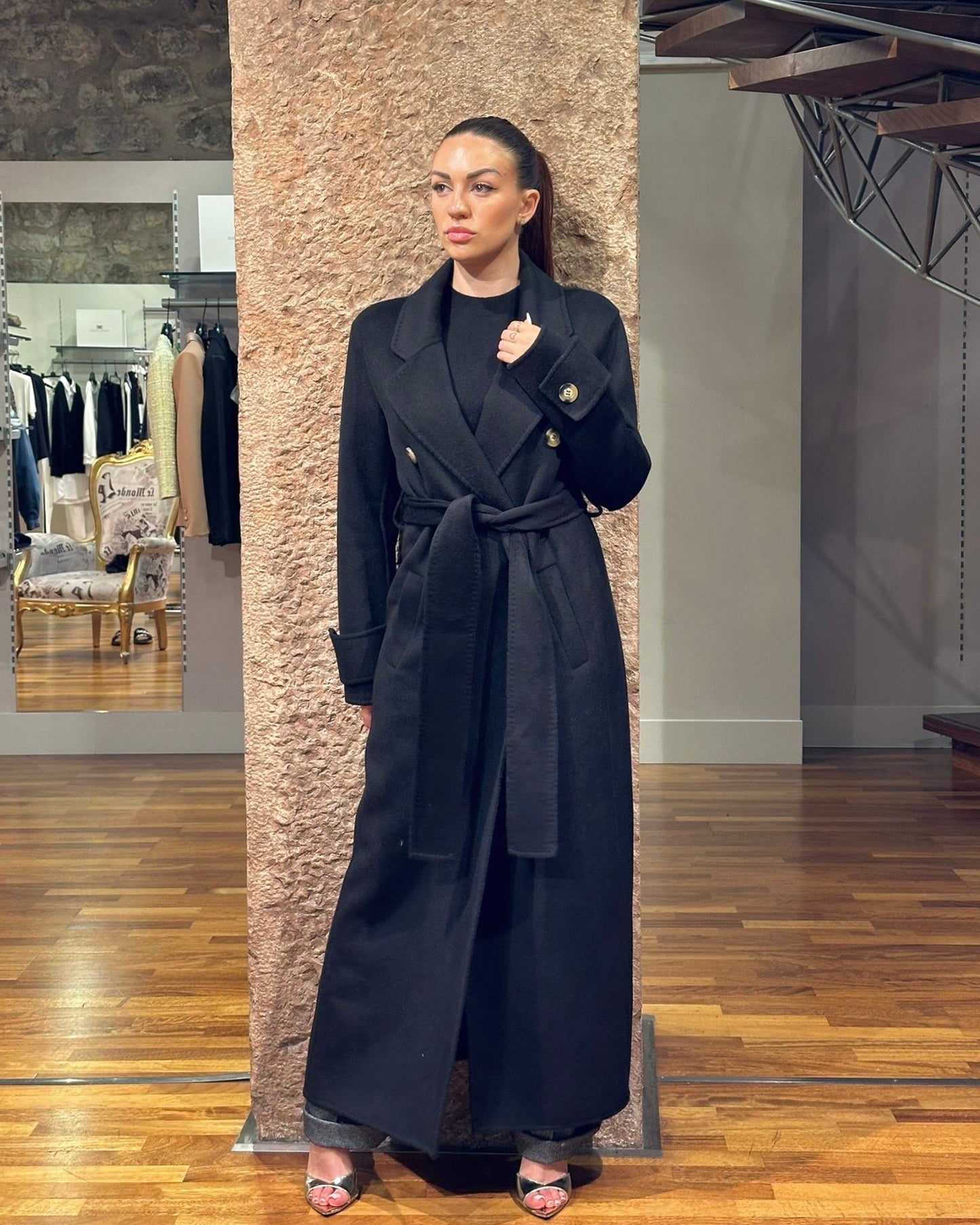 Cappotto lungo con cintura Fracomina