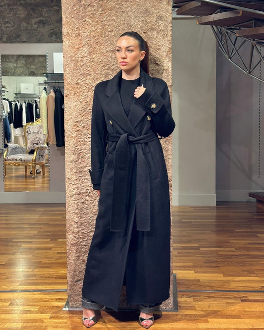 Cappotto lungo con cintura Fracomina