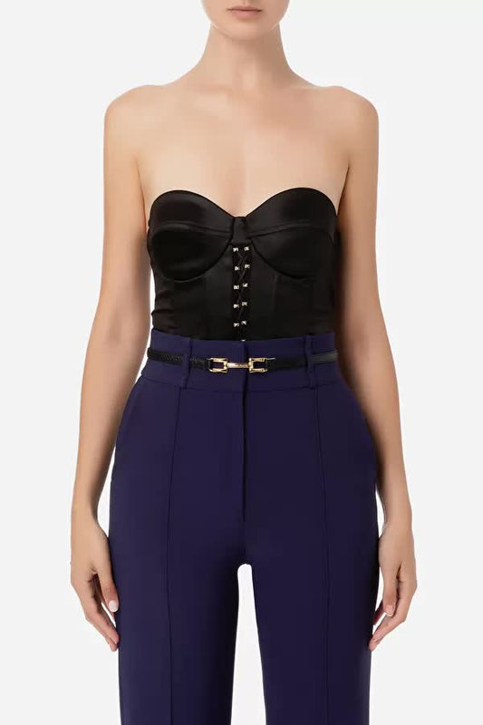 Body bustier in raso con borchie Elisabetta Franchi